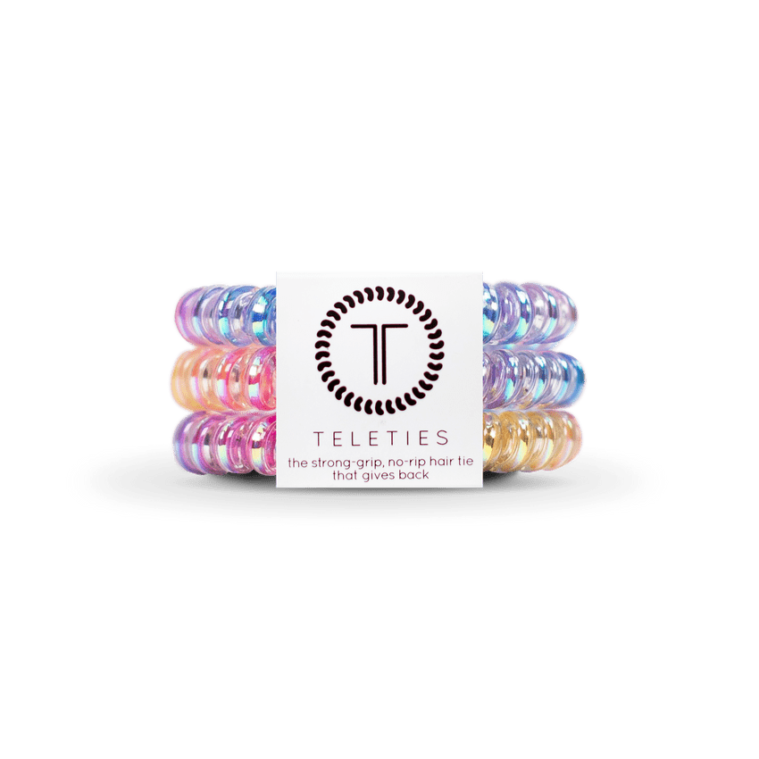 Teleties set of small hair ties in pastel colors with no-rip design for comfortable use