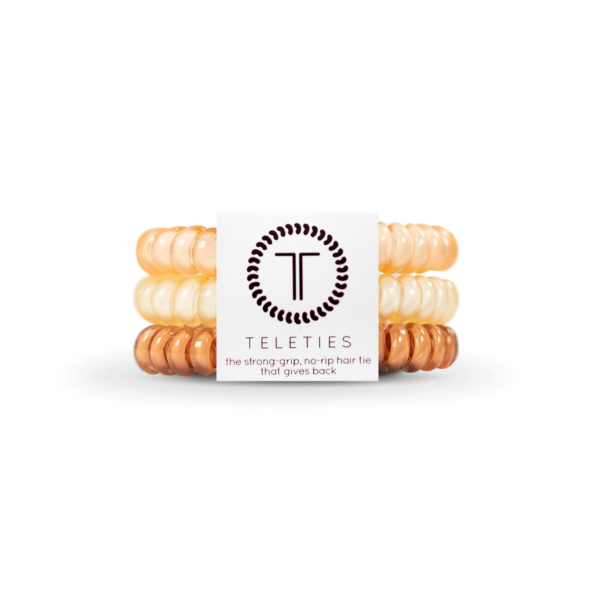 Teleties Small Hair Ties in warm tones, perfect for strong grip and no-rip styling