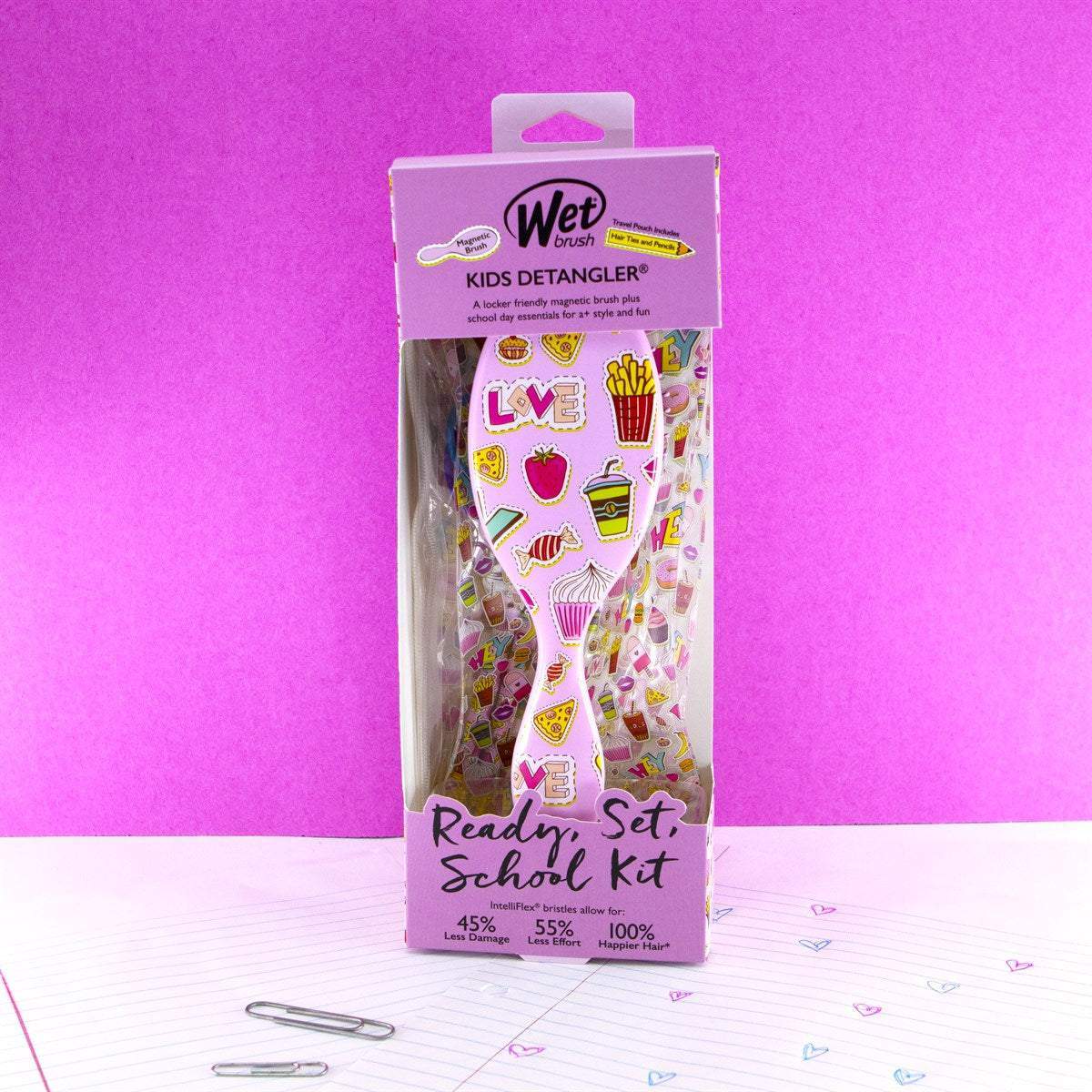 Wet Brush Back to School Detangling Brush Set with colorful kids brush in original packaging
