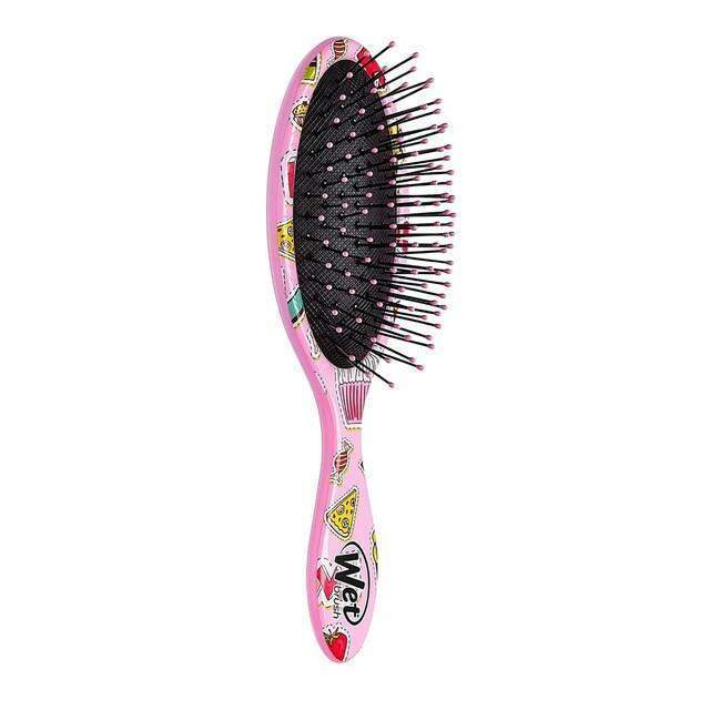 Wet Brush pink hairbrush with black bristles and colorful food pattern Back to School Detangling Brush Set
