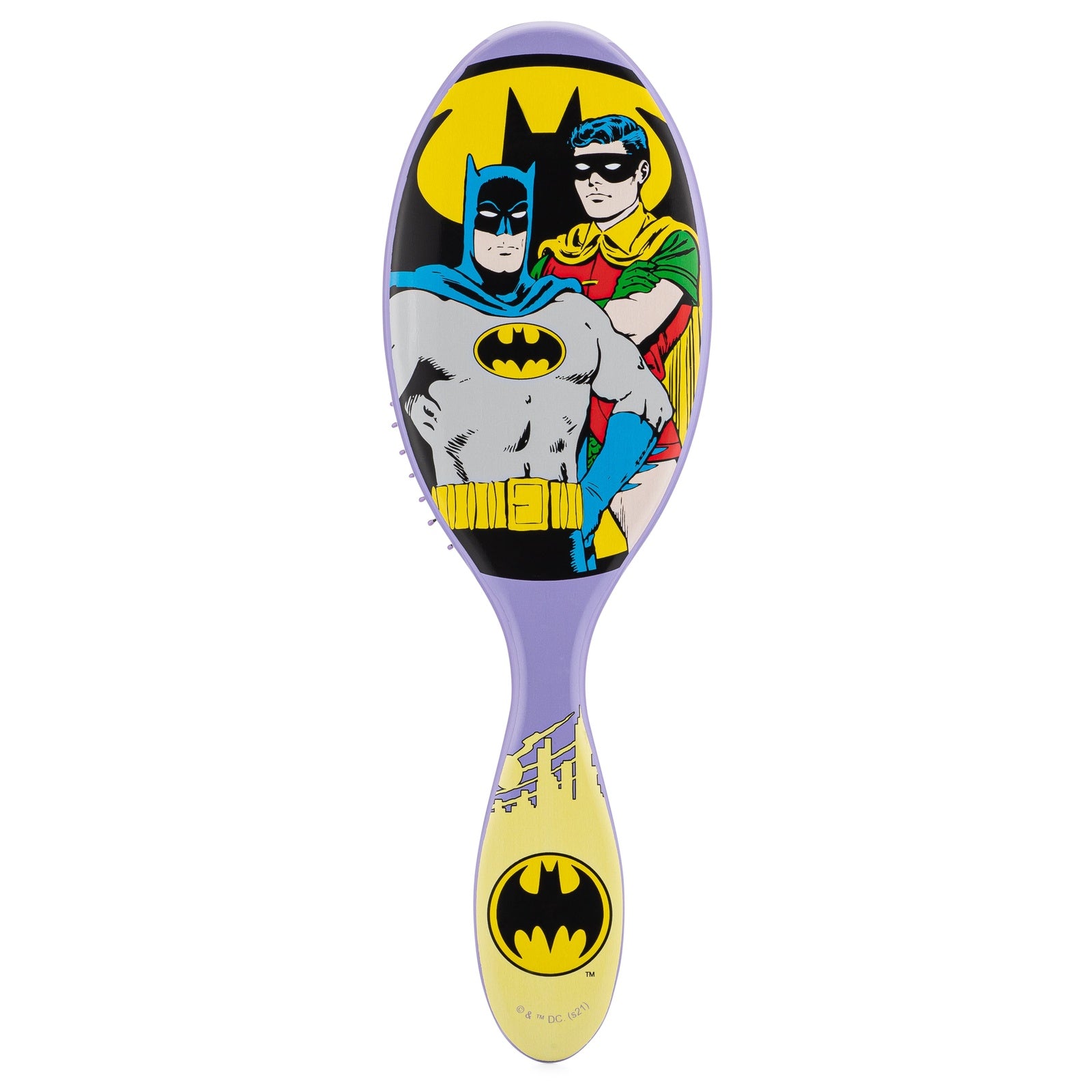 Wet Brush featuring Justice League detangler brush with Batman and Robin design for easy hair detangling