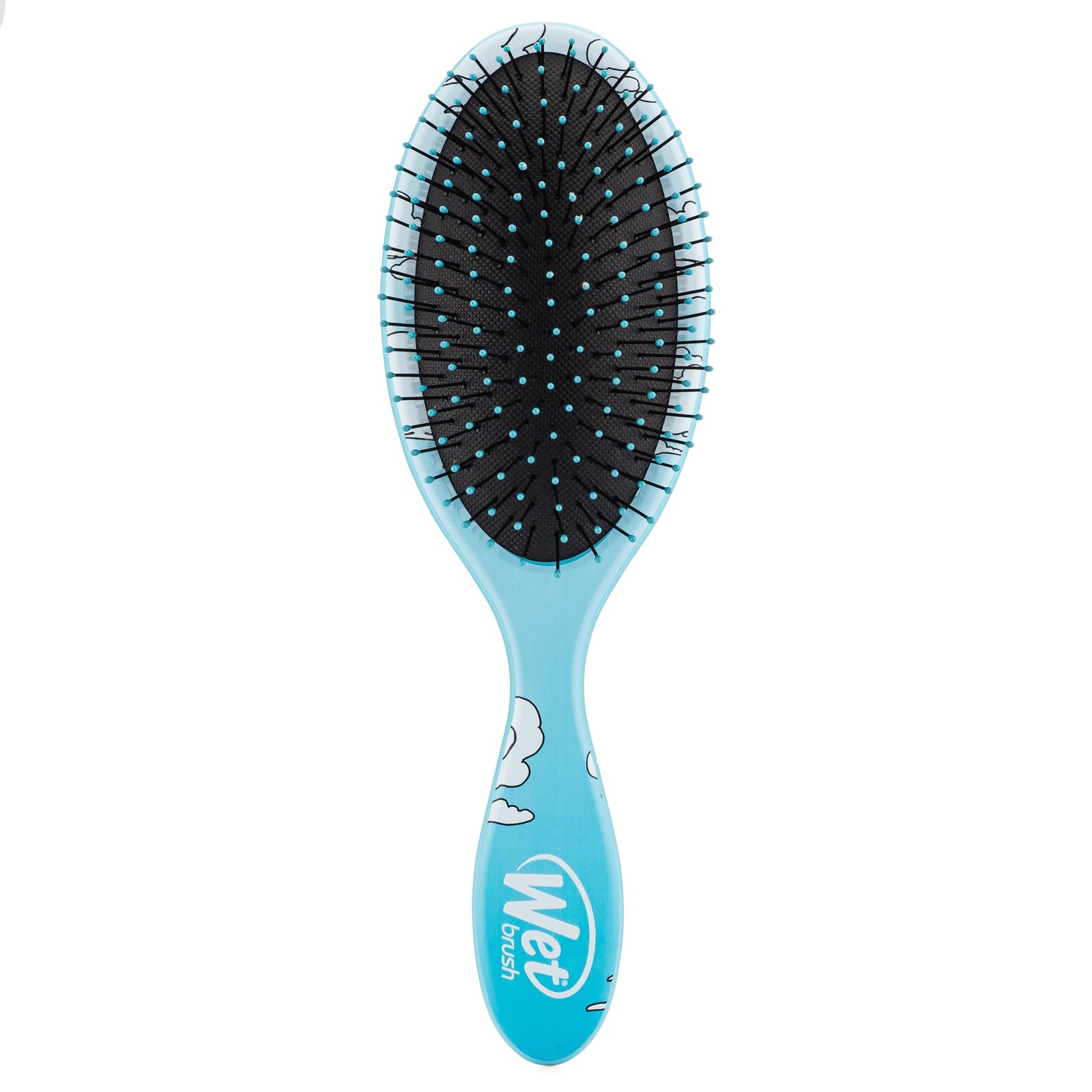 Wet Brush Justice League detangler brush with a blue handle and flexible bristles for easy hair untangling