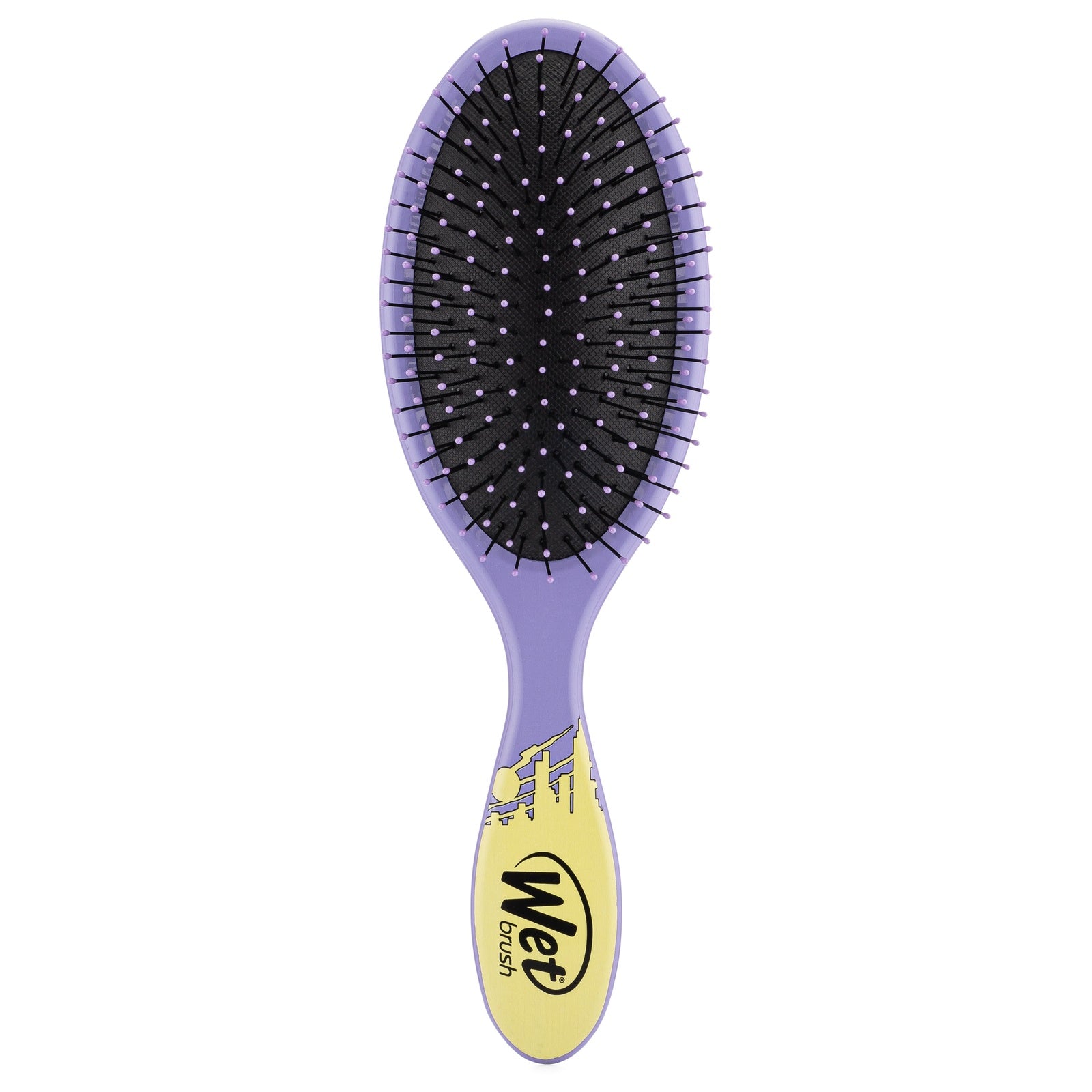 Wet Brush Justice League detangler brush in purple with gentle bristles for easy hair detangling.