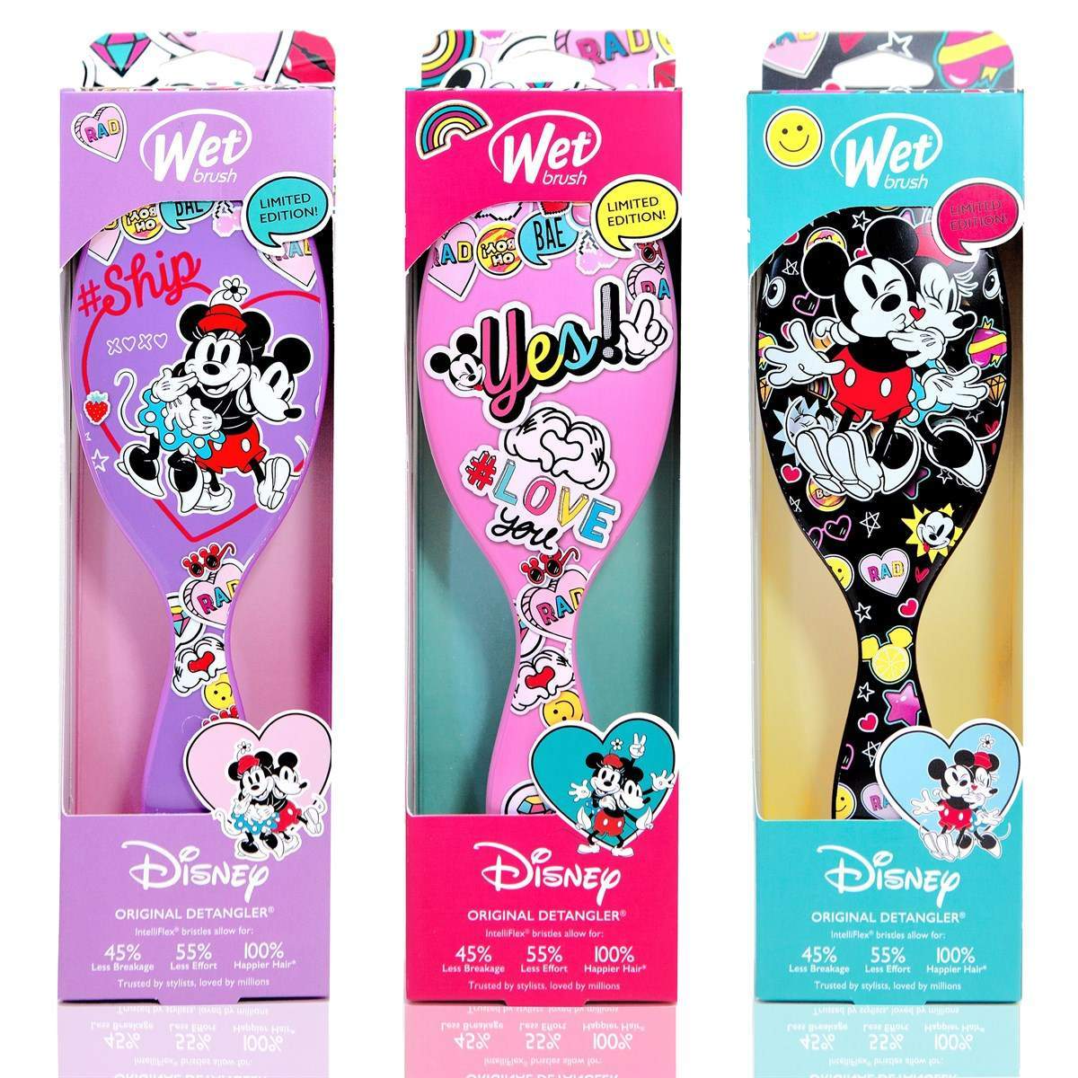 Wet Brush Minnie Mouse hair brush limited edition set with colorful Disney designs and original detangler