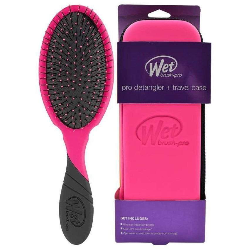 Wet Brush Pro 2.0 Detangler with Travel Case in Pink for Effortless Hair Detangling