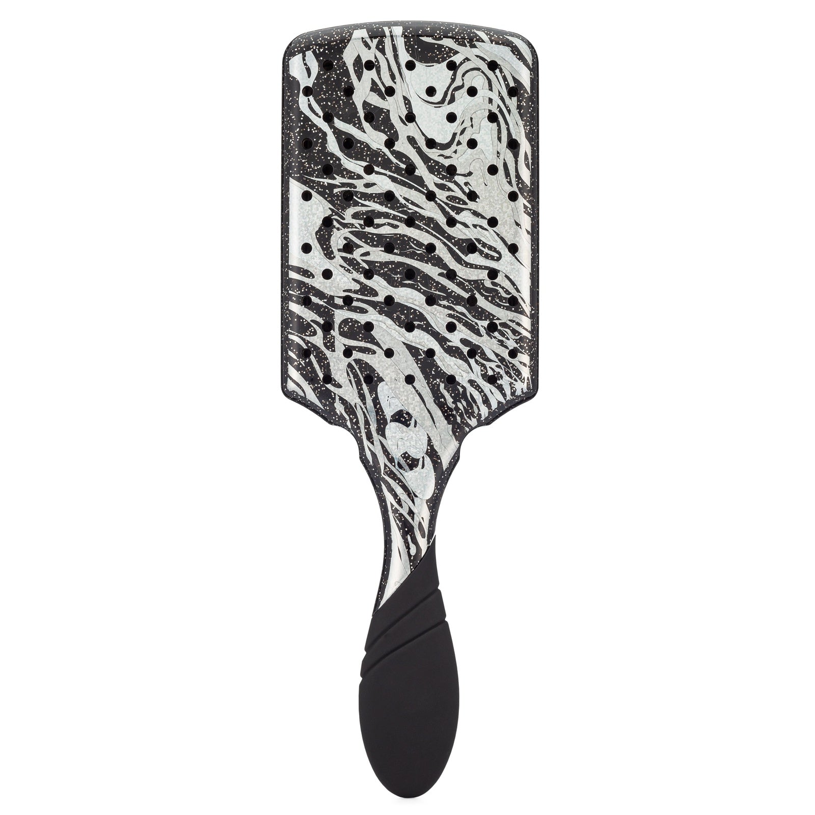 Wet Brush Pro Paddle Detangler with black and white marbled design and ergonomic black handle