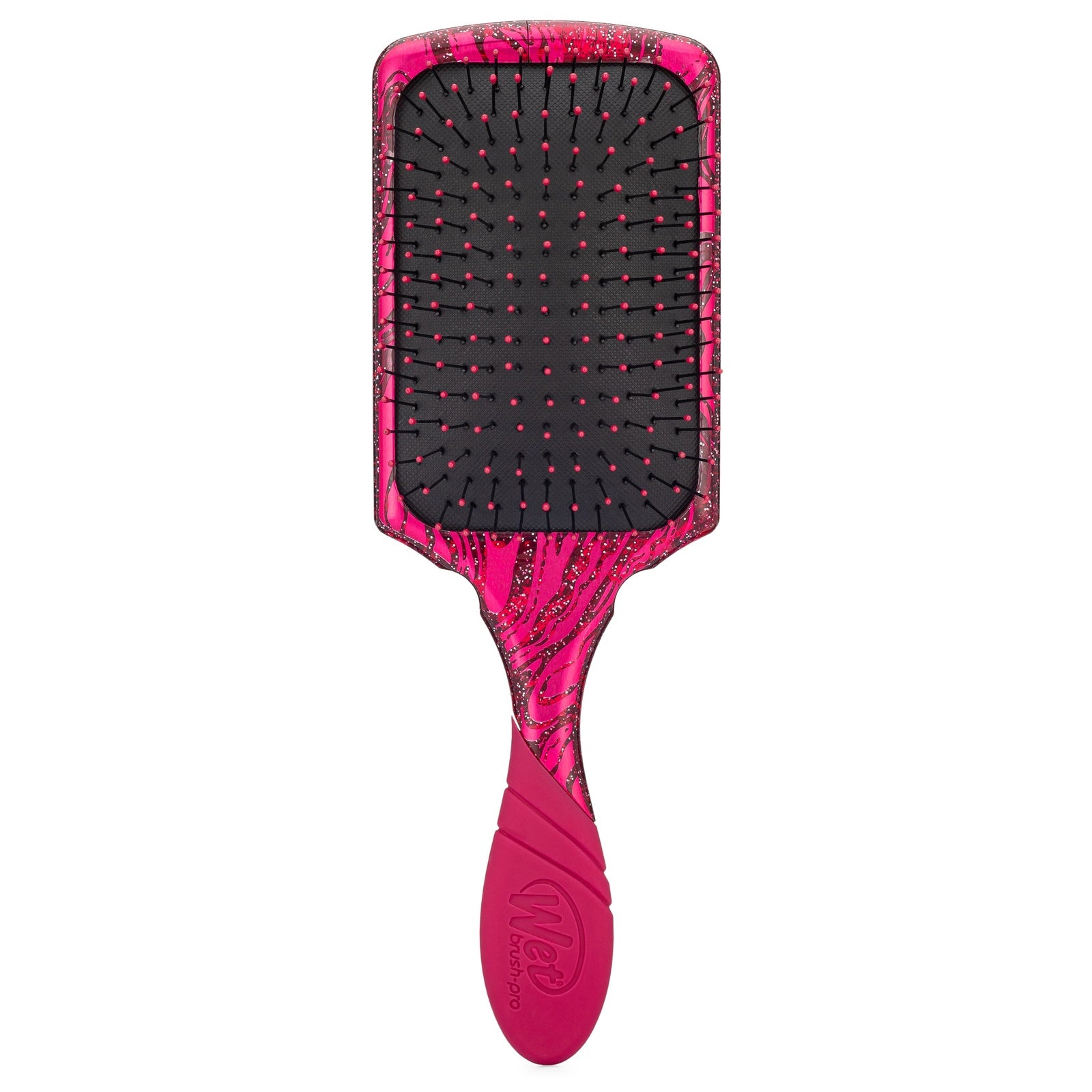 Wet Brush Pro Paddle Detangler in pink with black bristles and ergonomic handle for gentle hair detangling 1