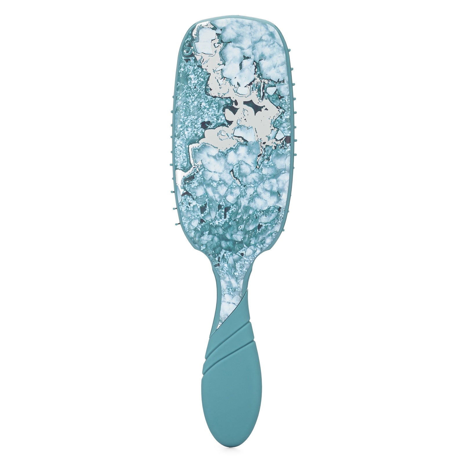 Wet Brush Pro Shine Enhancer with marbled blue and silver back and ergonomic handle for detangling hair