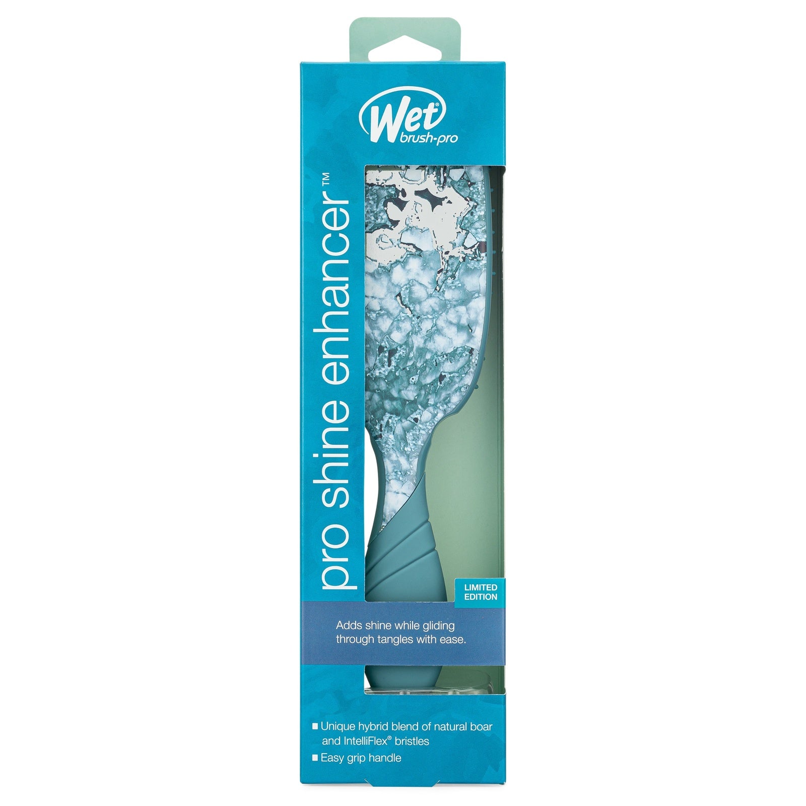 Wet Brush Pro Shine Enhancer hairbrush with unique hybrid boar and IntelliFlex bristles in packaging