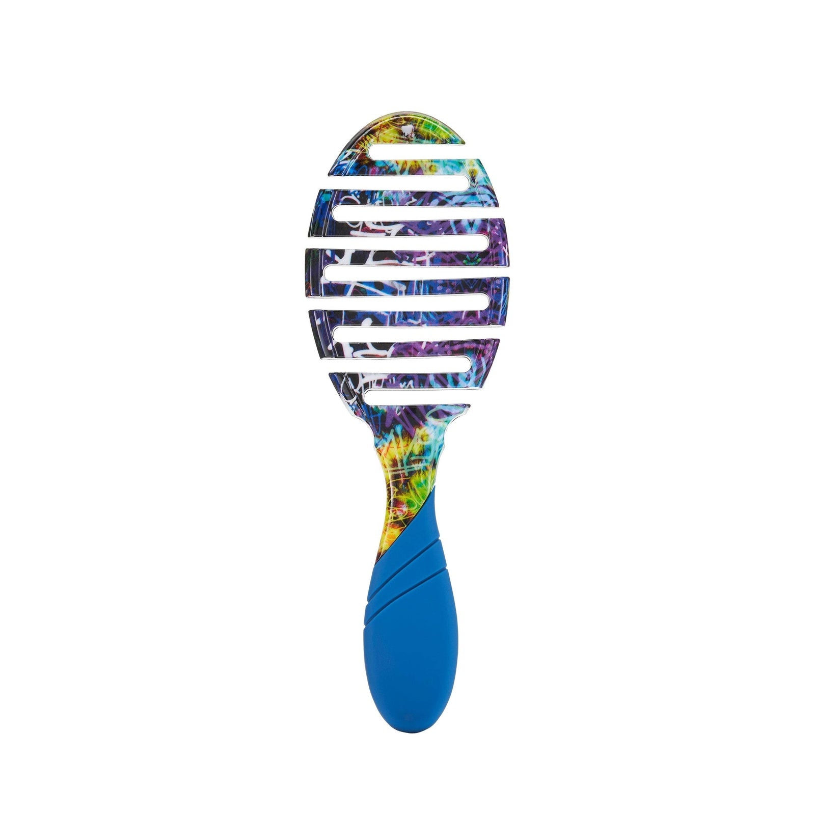 Wet Brush Street Art hairbrush with colorful graffiti design and blue ergonomic handle