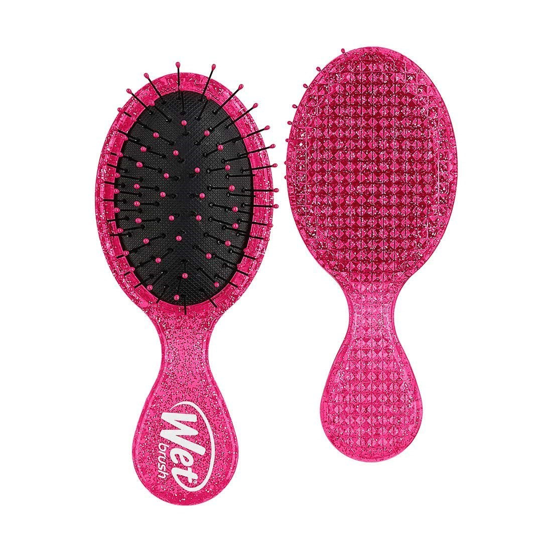 Wet Brush travel size detangler brush in pink with flexible bristles for easy hair detangling