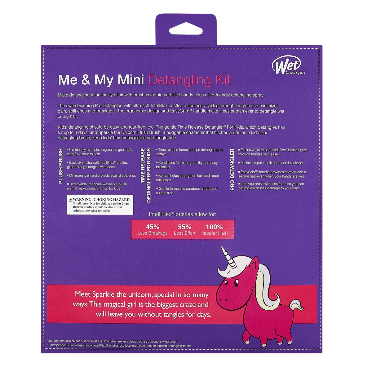 Wet Brush unicorn detangler brush packaging with detailed product features and magical unicorn design