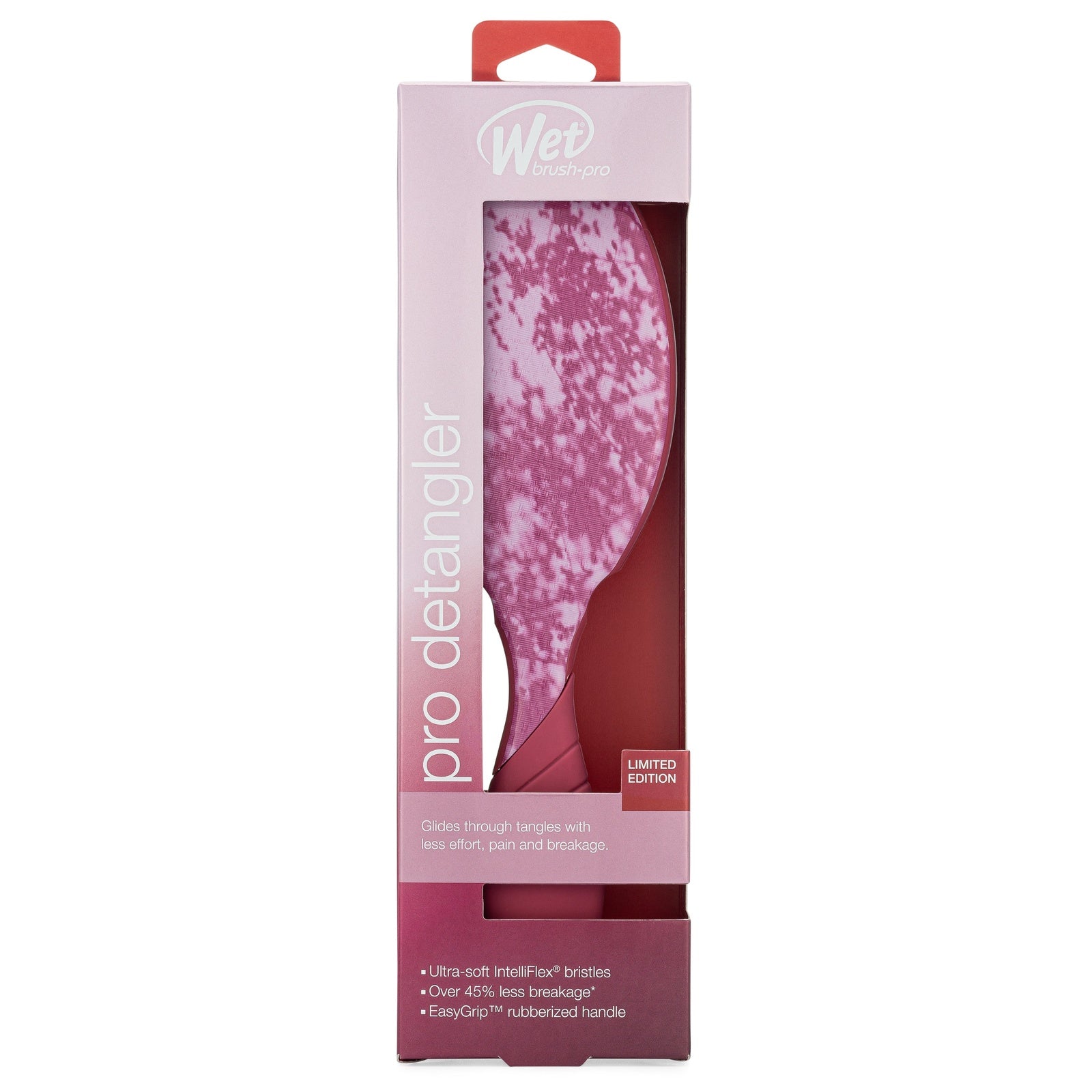 Wet Brush Pro Detangler Brush Floral Shadows in pink with speckled design packaging