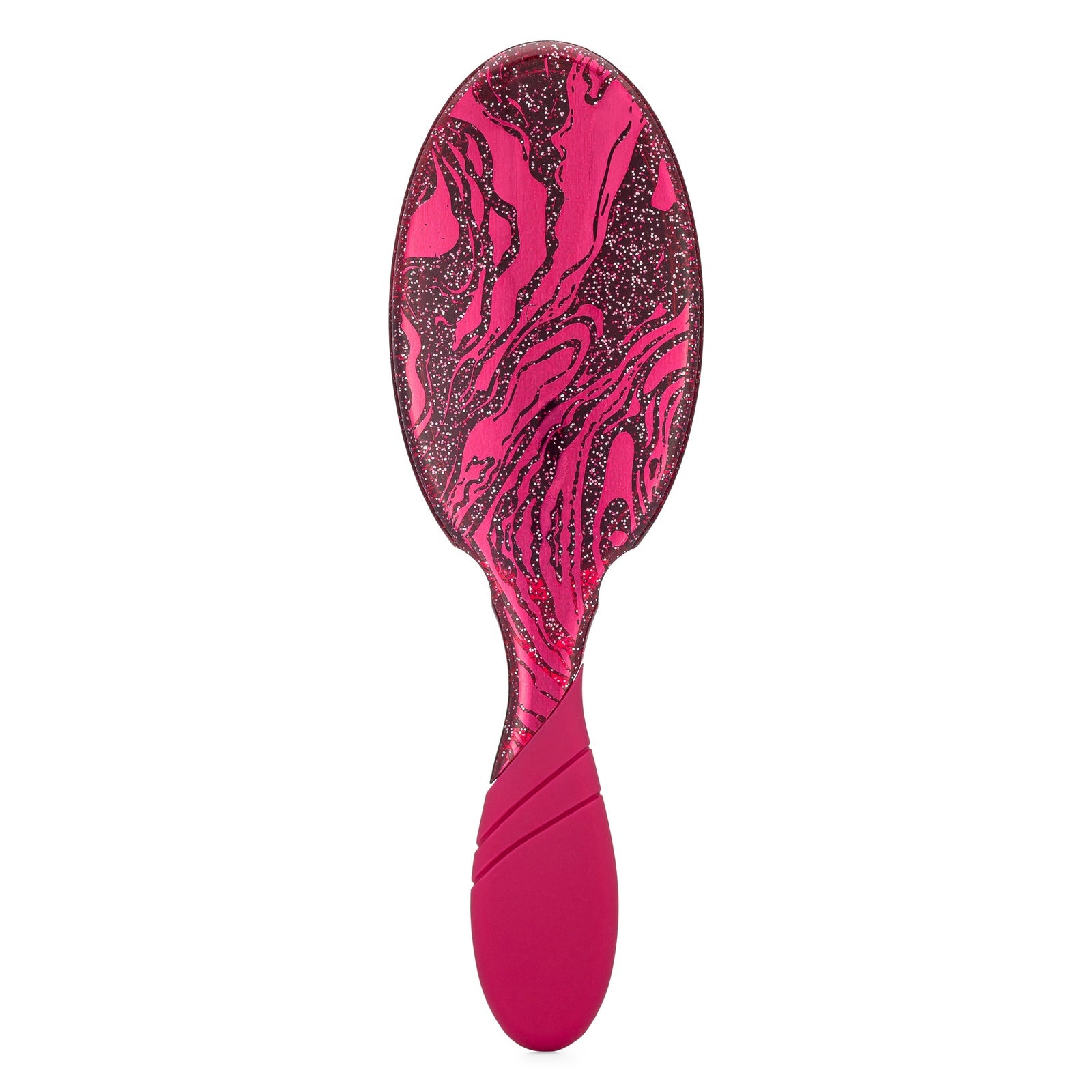 Wet Brush sparkle finish detangling brush with pink and black marbled design and ergonomic handle