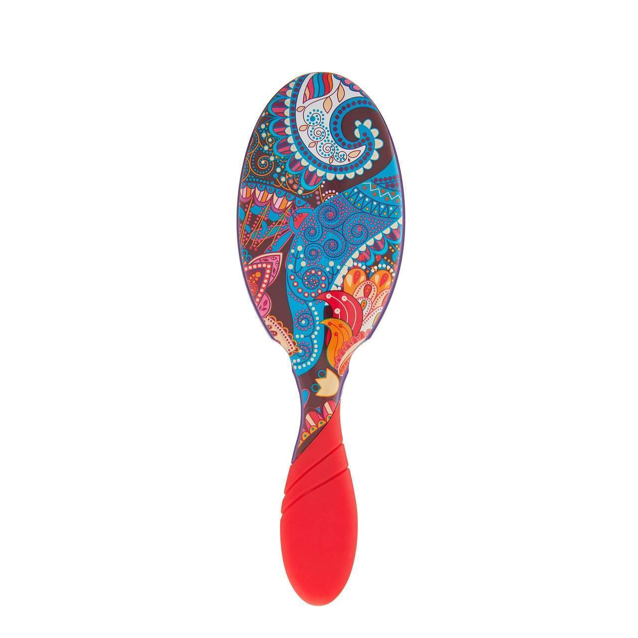 Wet Brush retro style detangling brush with colorful paisley design and red ergonomic handle