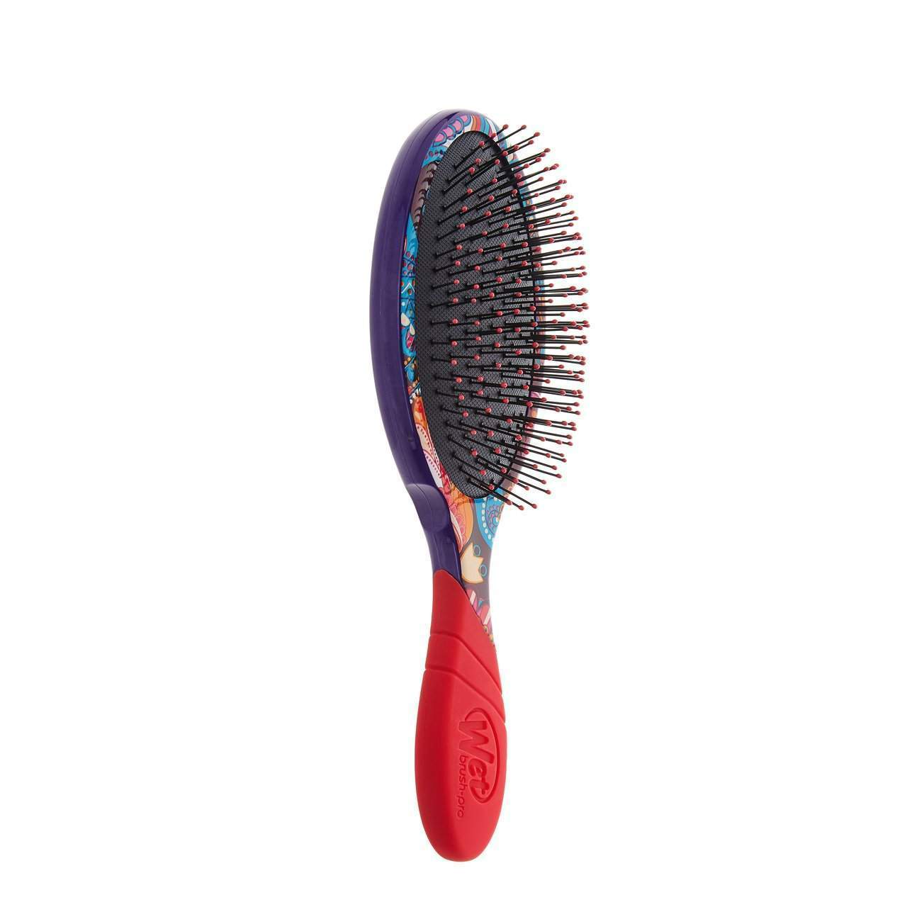 Wet Brush retro style detangling brush with colorful design and red ergonomic handle