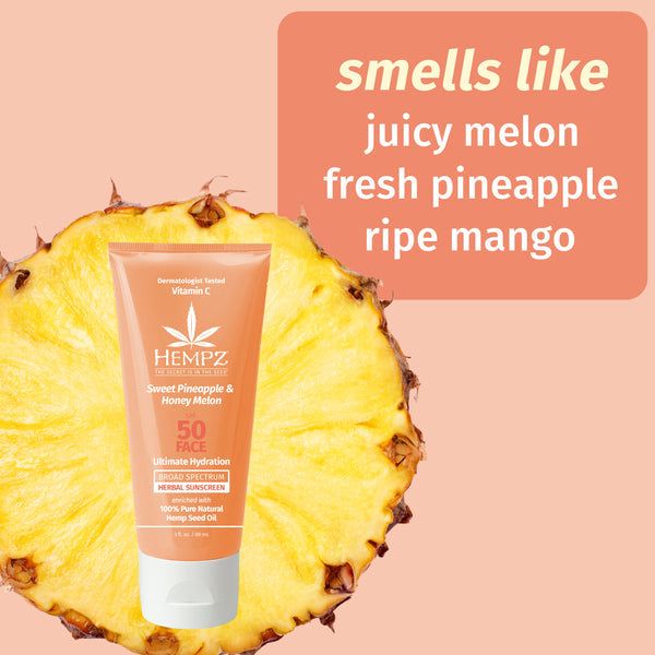 Hempz Sweet Pineapple & Honey Melon Herbal Facial Sunscreen 3 oz. SPF 50
