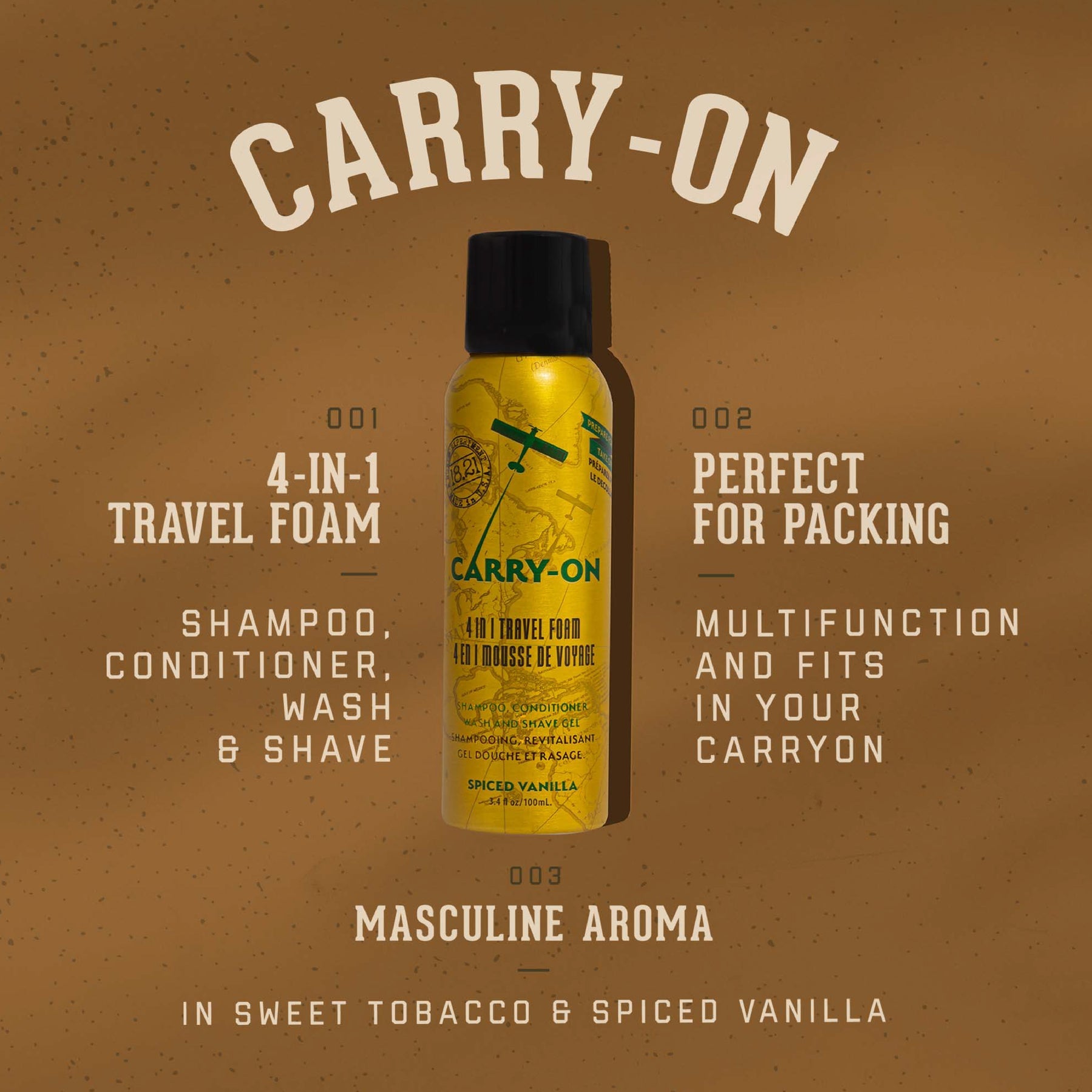 18.21 Man Made Carry On 4-1 Travel Foam Spiced Vanilla 3.4oz