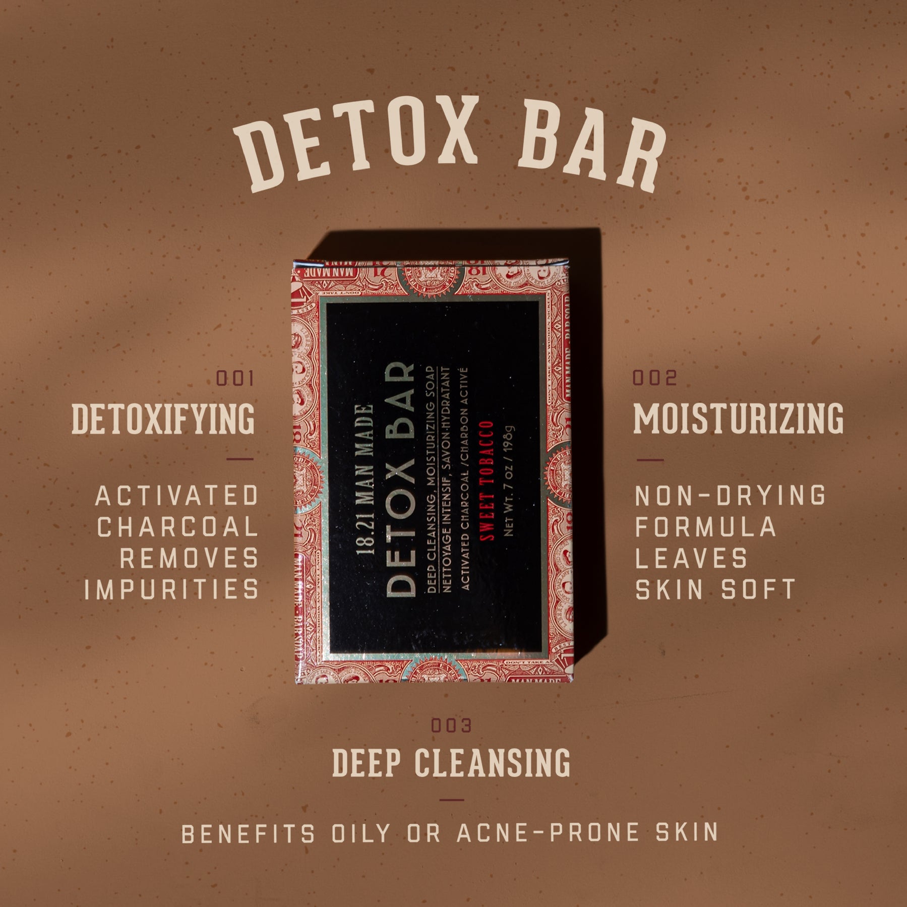 18.21 Man Made Detox Bar Soap Sweet Tobacco 7oz