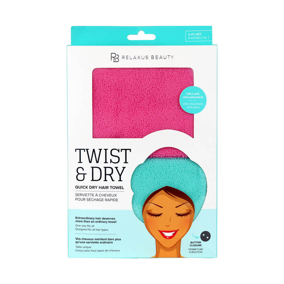 Relaxus Beauty Twist & Dry Quick Dry Hair Towel 2 Pack