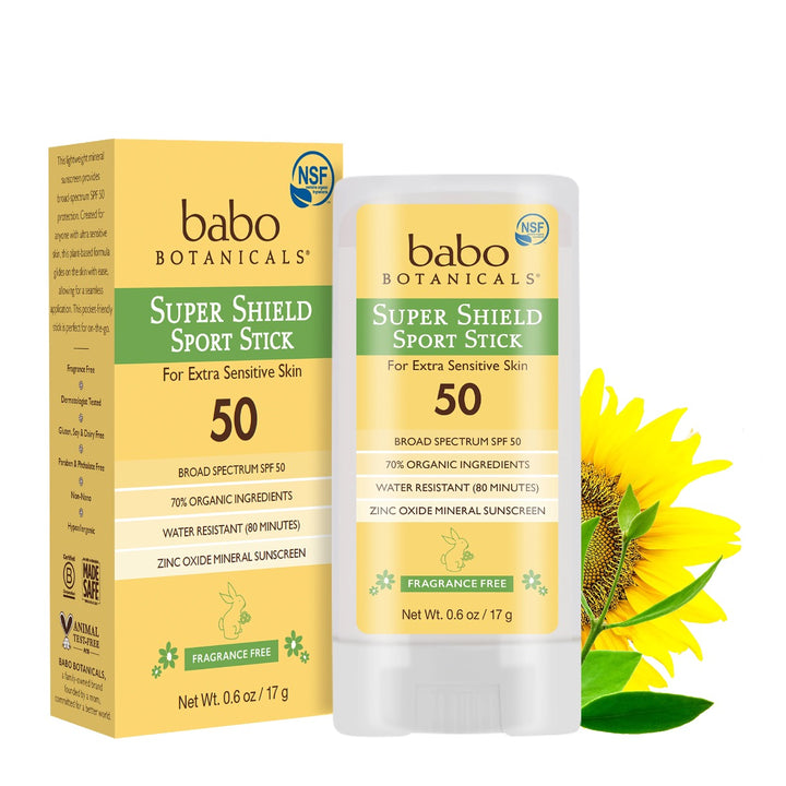 Babo Botanicals Super Shield Sport Stick Sunscreen - SPF 50 0.60oz
