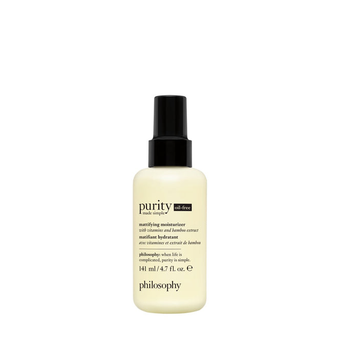 Philosophy Purity oil-free mattifying moisturizer in 4.7 fl oz pump bottle for clear skin
