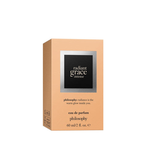 Philosophy Radiant Grace Intense eau de parfum 60 ml peach-colored box with black and silver label