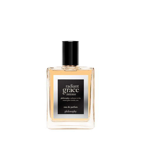 Philosophy Radiant Grace Intense eau de parfum in a clear rectangular bottle with black cap