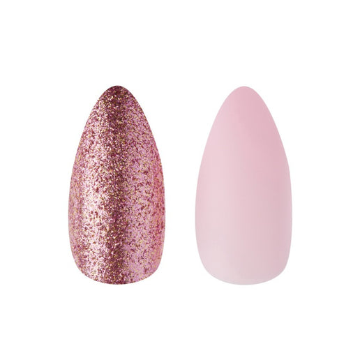Cala press on nails in pink glitter and solid light pink matte finishes for stylish nail looks