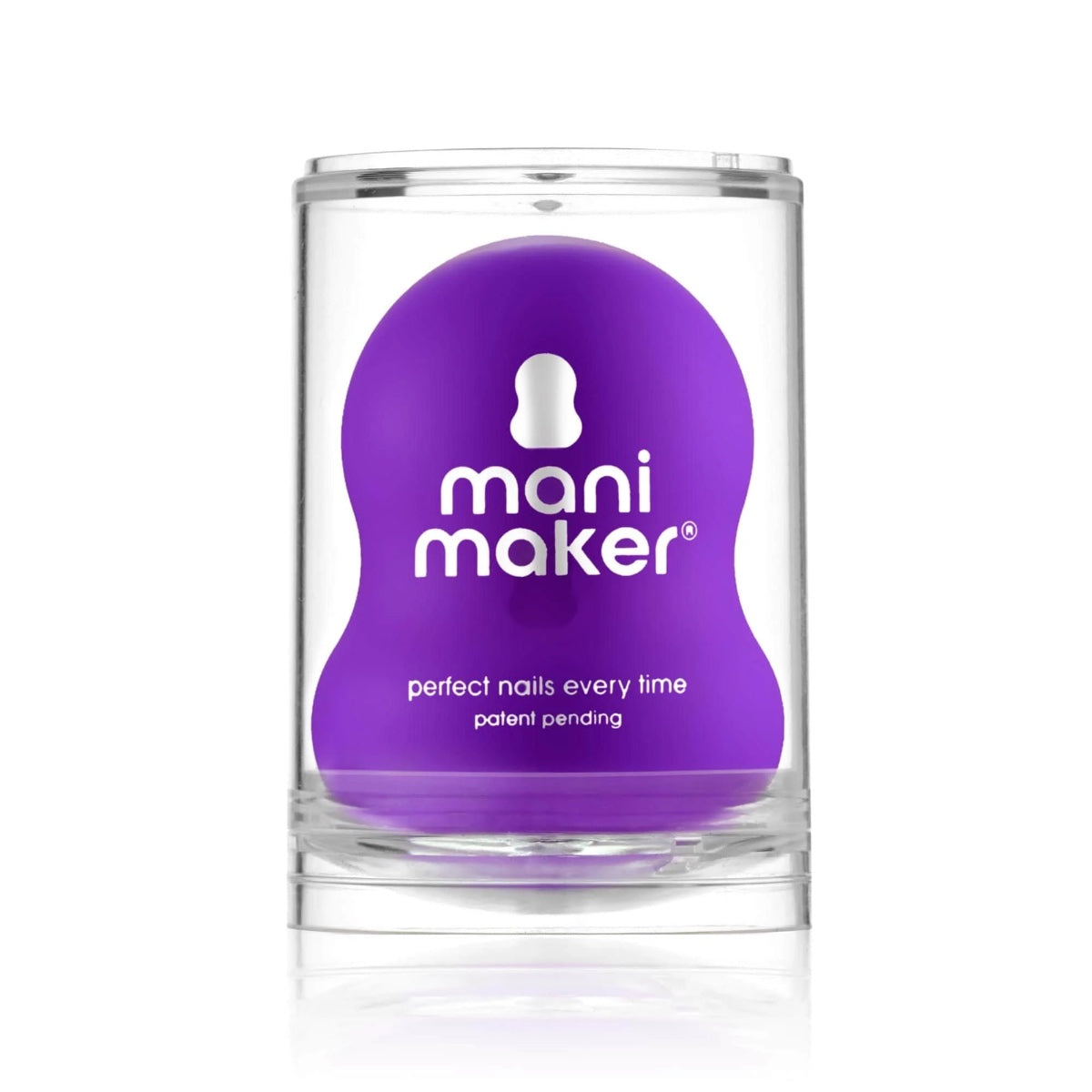 Dermelect Mani Maker base coat purple nail shaping tool in clear case for perfect nails every time
