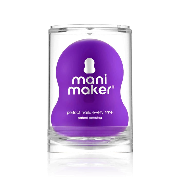 Dermelect Mani Maker base coat purple nail shaping tool in clear case for perfect nails every time