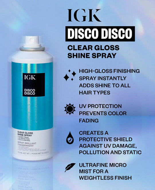 IGK DISCO DISCO Clear Gloss Shiny Spray 5.3 oz.