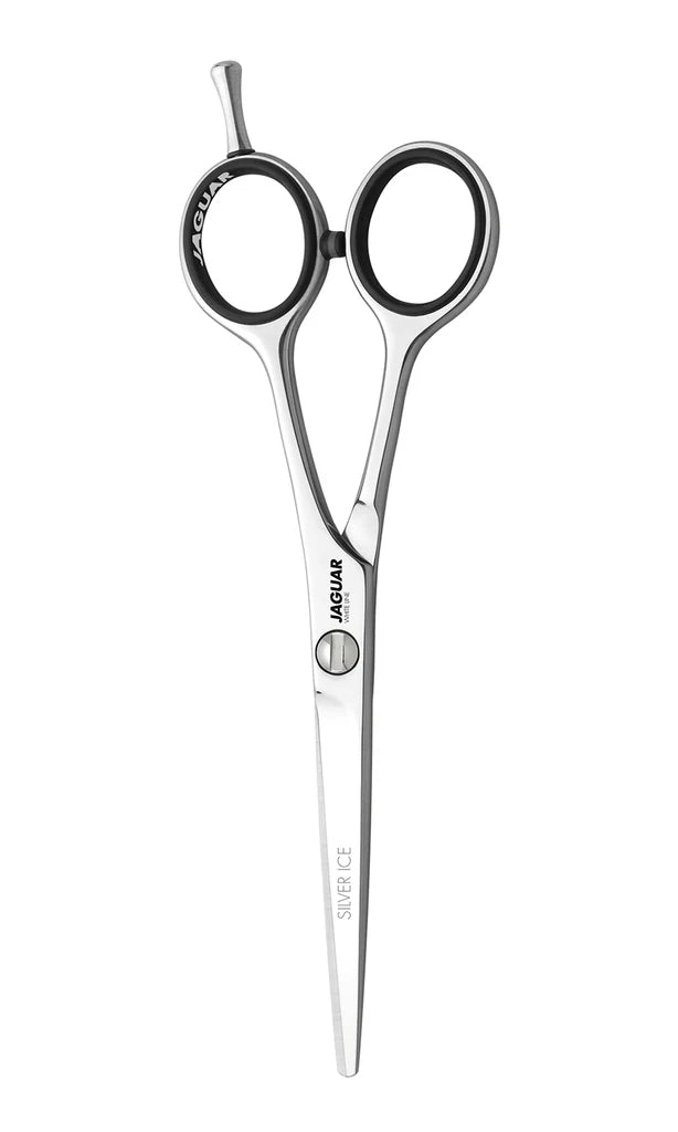 Jaguar White Line Silver Ice 6.0 inch shears professional silver hair cutting scissors with finger rest and black inserts