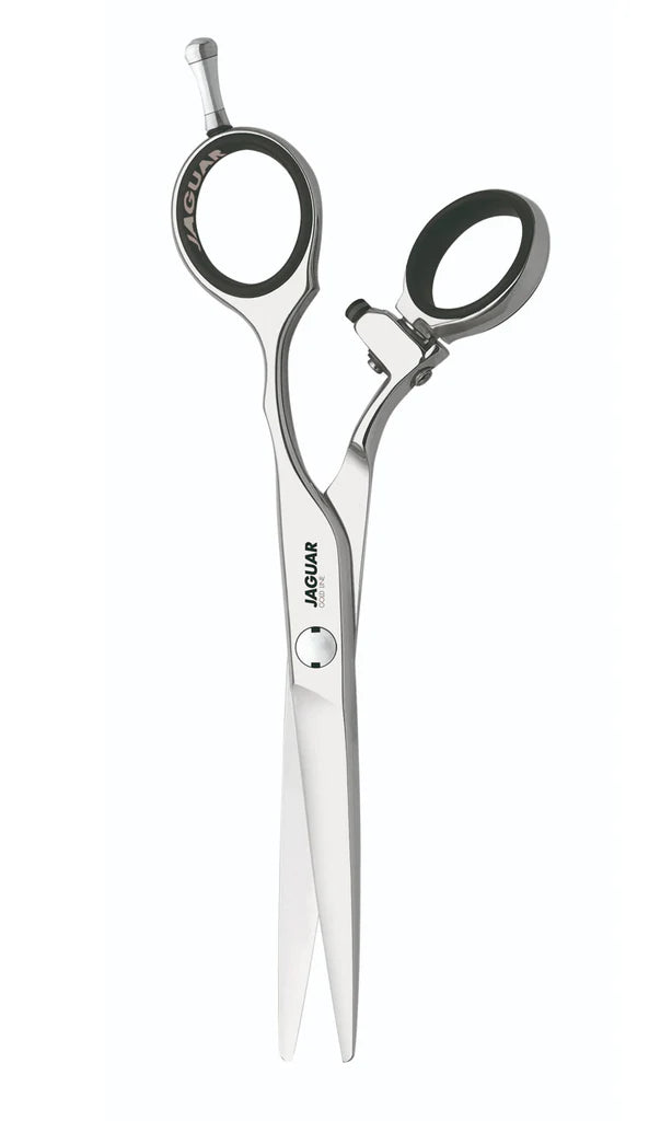 Jaguar Gold Line Convex Flex 5.5 inch shears. Professional stainless steel hair cutting scissors with finger rest