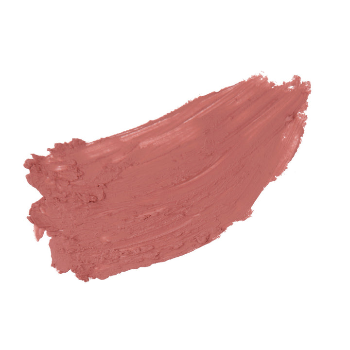 Karen Murrell natural lipstick swatch dusty rose mauve creamy finish on white background