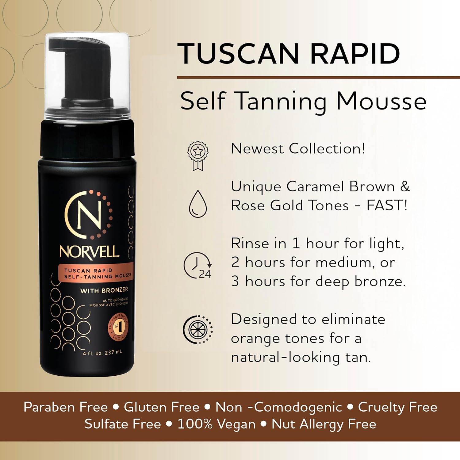 Norvell Tuscan Rapid, Self-Tanning Mousse 4 fl oz