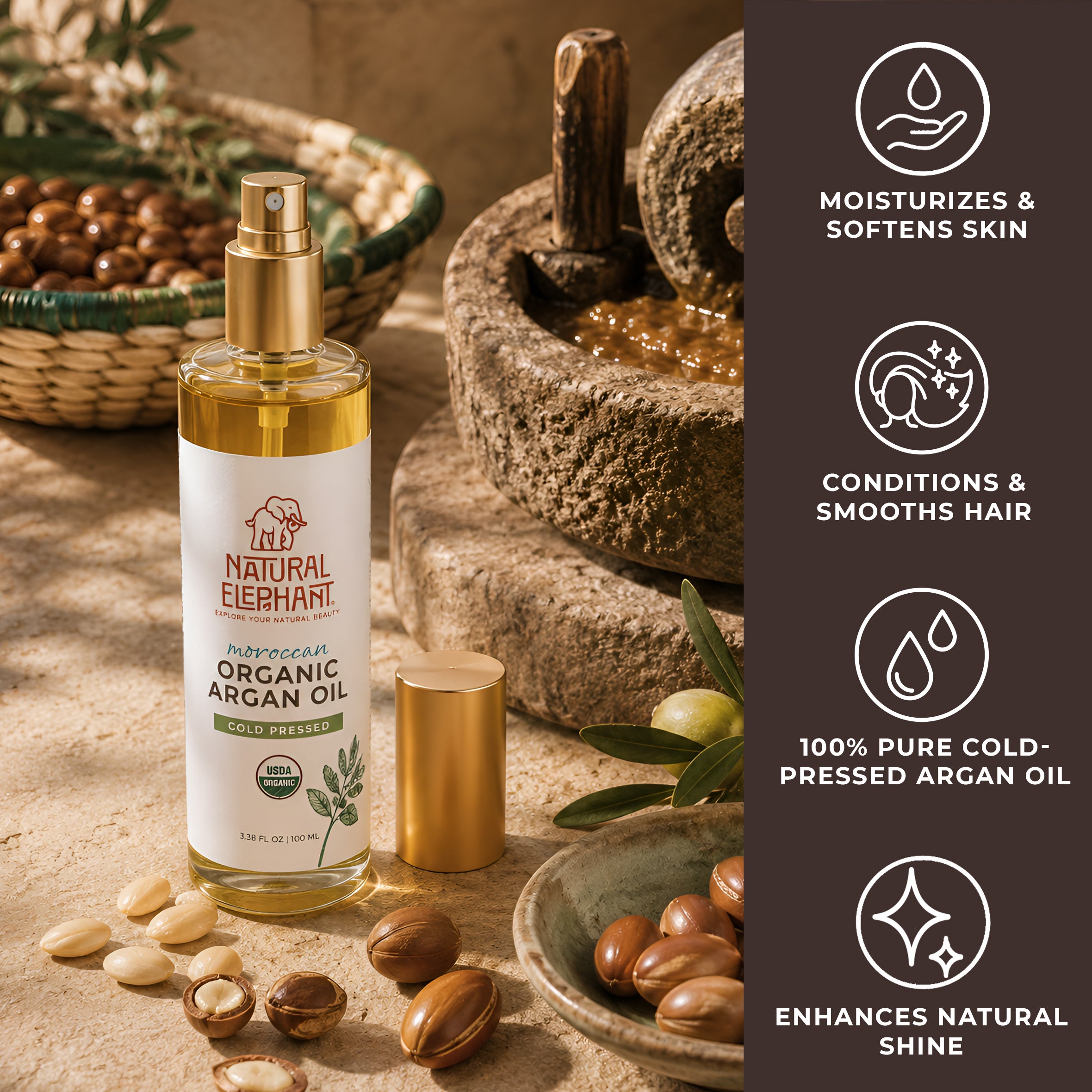 Natural Elephant Organic Argan Oil 3.38 fl oz