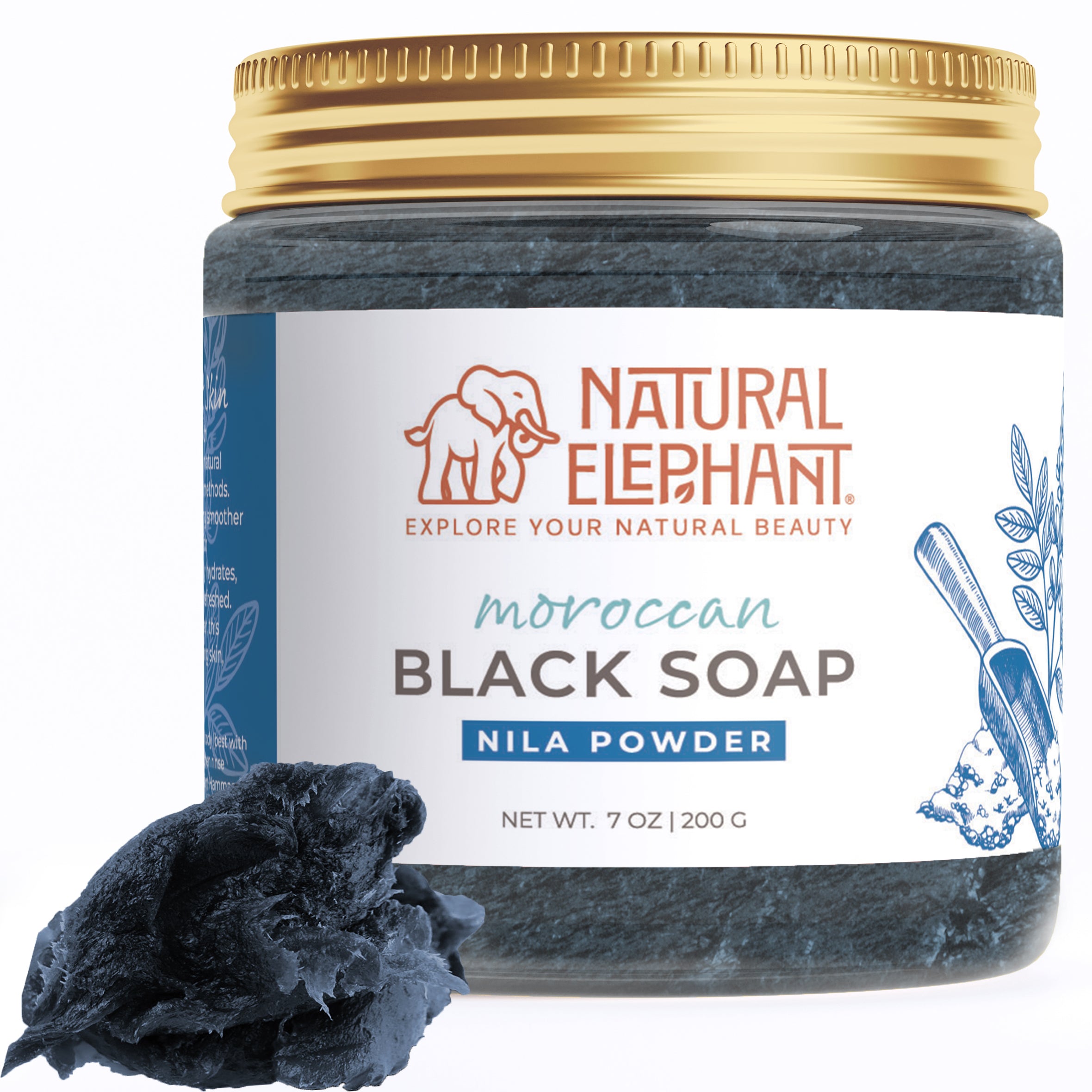 Natural Elephant Moroccan Black Soap 7 oz