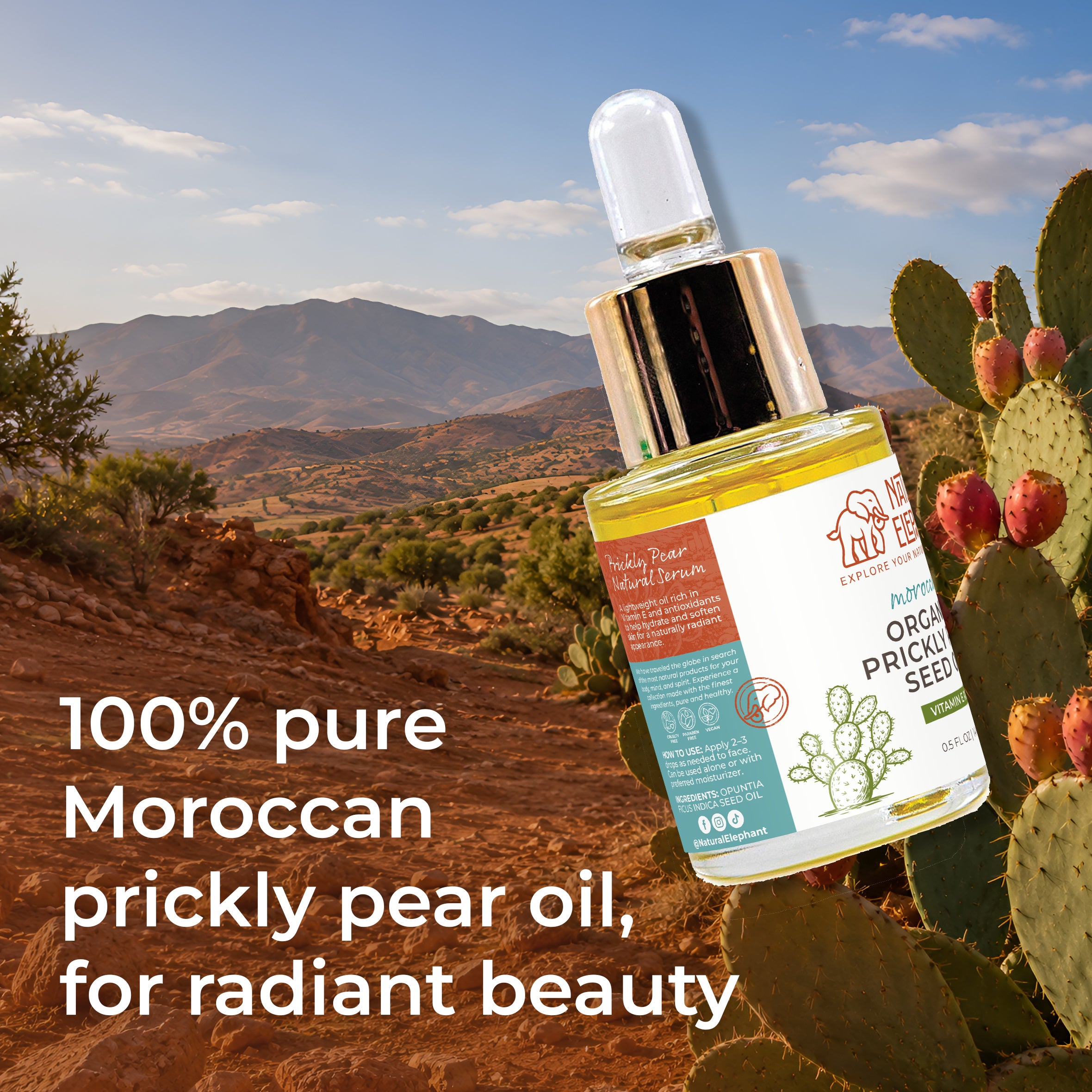 Natural Elephant Organic Prickly Pear Seed Oil 0.5 fl oz