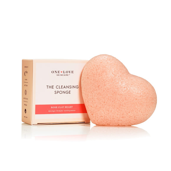 One Love Organics The Cleansing Sponge - French Pink Clay Heart Shape