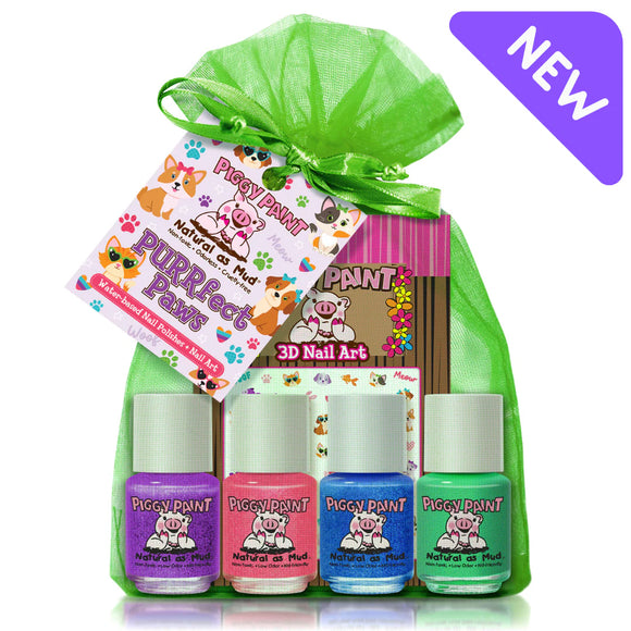 Piggy Paint PURRfect Paws Gift Set - Kids Non-toxic Nail Polish