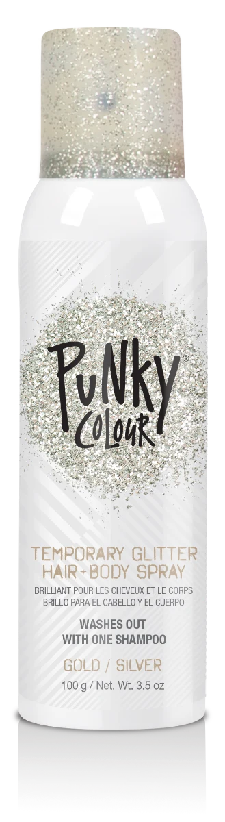 Punky Temporary Hair and Body Glitter Spray 3.5 oz | Gold & Silver