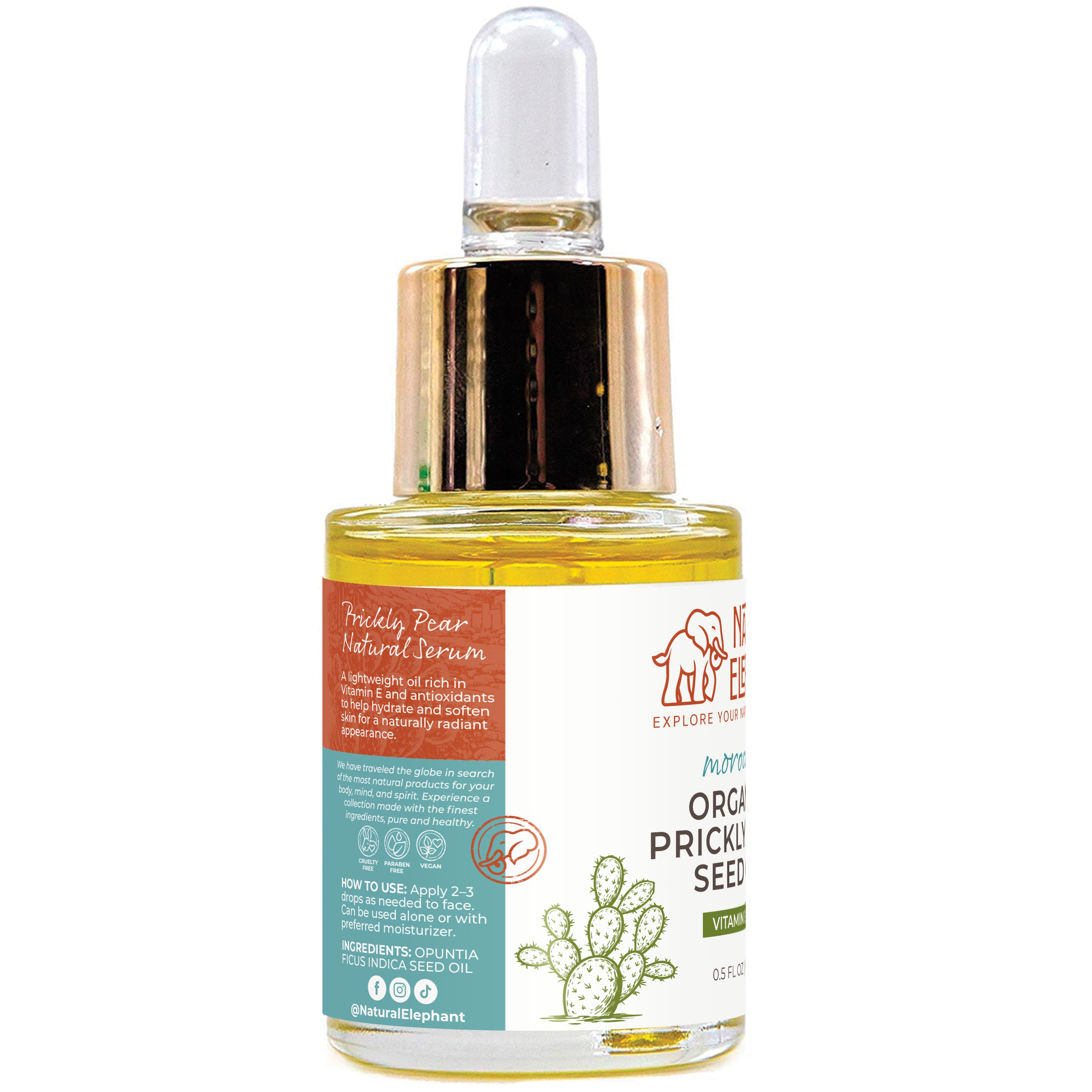 Natural Elephant Organic Prickly Pear Seed Oil 0.5 fl oz