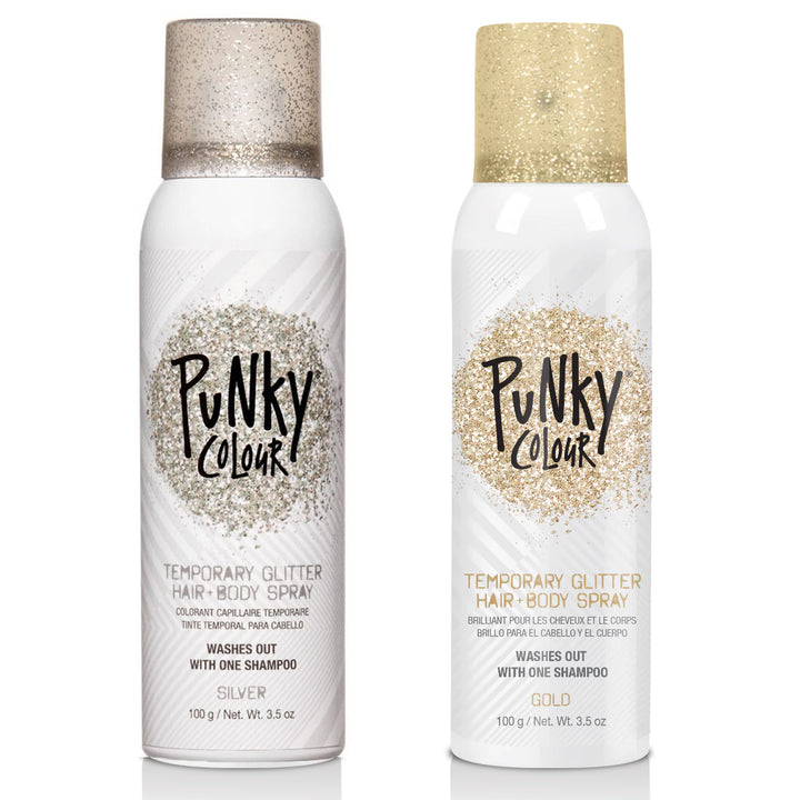 Punky Temporary Hair and Body Glitter Spray 3.5 oz | Gold & Silver