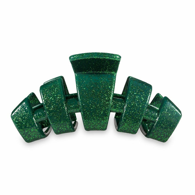 Teleties Classic Holiday Large Green Glitter Hair Clip