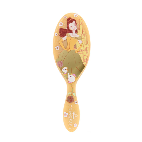 Disney Dreamy Princess hair brush featuring a Belle design with floral accents and a yellow handle
