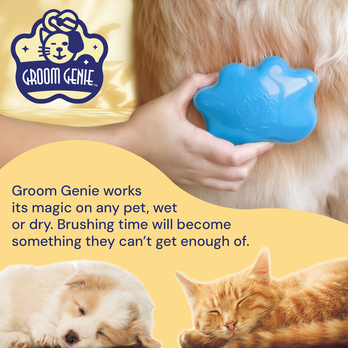 Groom Genie Teeny Pet Brush Detangling Comb for All Fur Types | Face ...