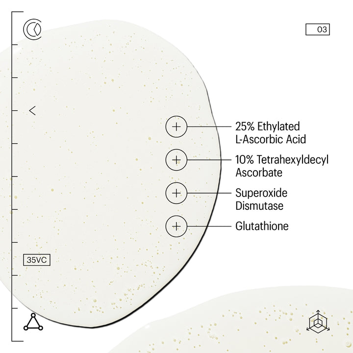 Allies of Skin ingredient diagram for 35% vitamin C serum for face showing key antioxidants