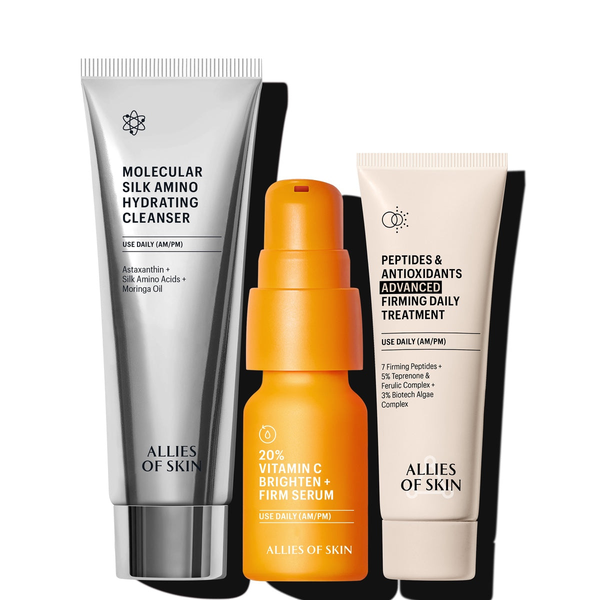 Allies of Skin 7 days to brighter skin kit with hydrating cleanser, 20 percent vitamin C serum and peptide antioxidant treatment