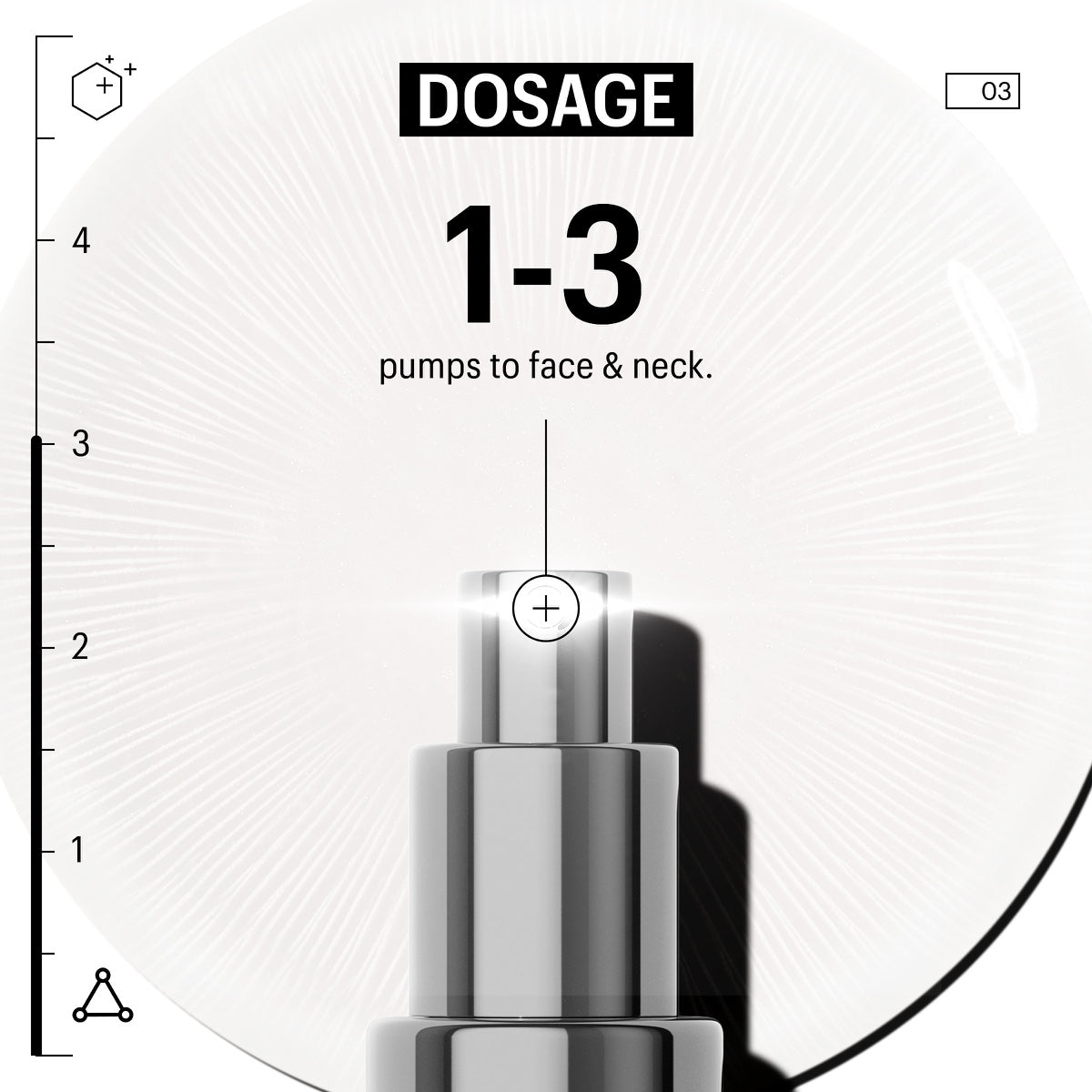 Allies of Skin advanced brightening serum pump close up showing dosage 1 to 3 pumps for face and neck